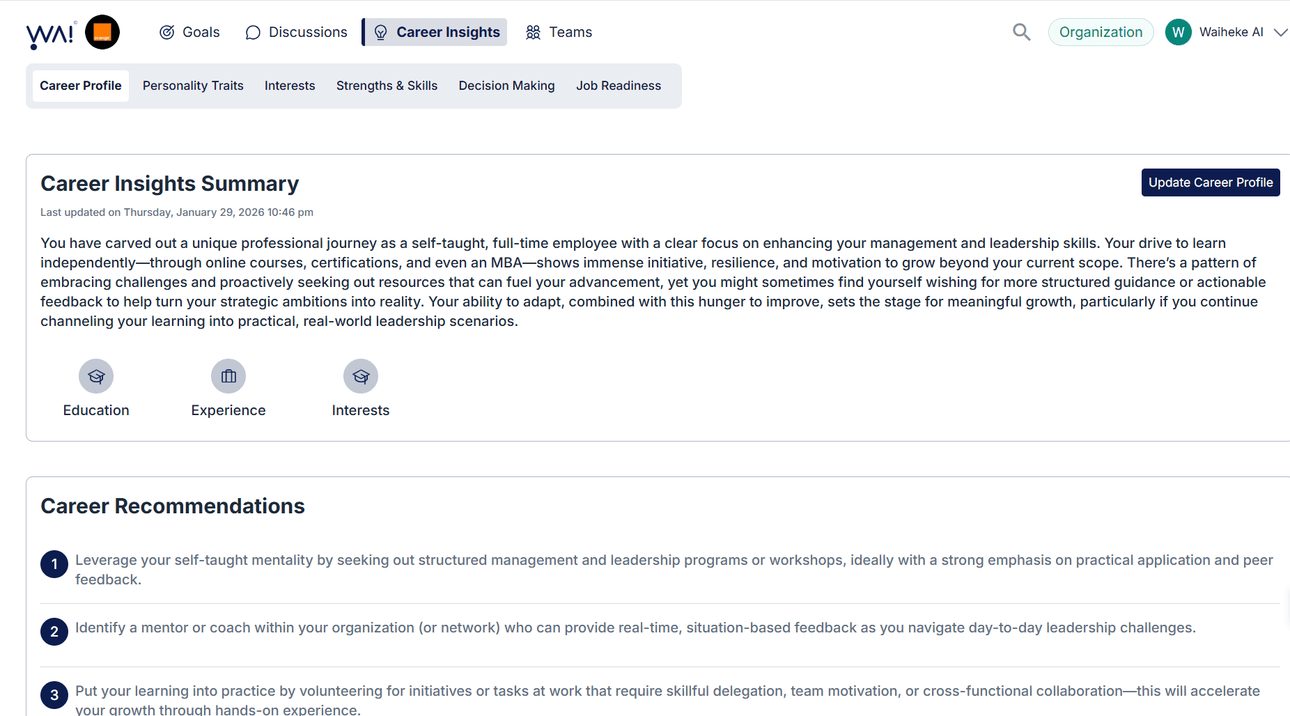 Waiheke Launches Beta Version of WAI – AI-Driven Career Coaching Made Easy